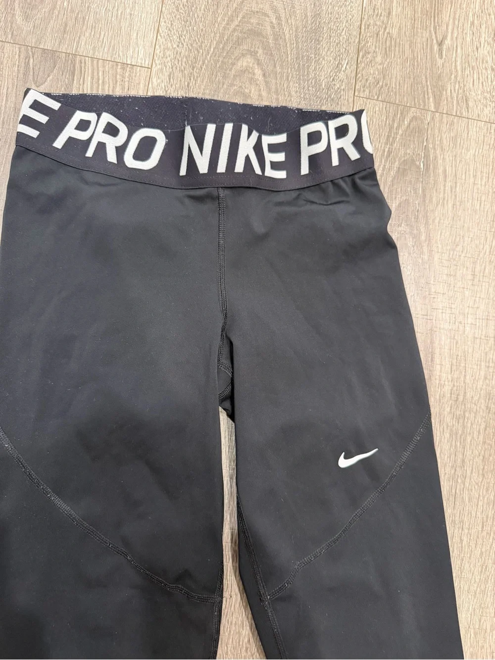Nike Black Kids' Pro Performance Leggings with White Swoosh